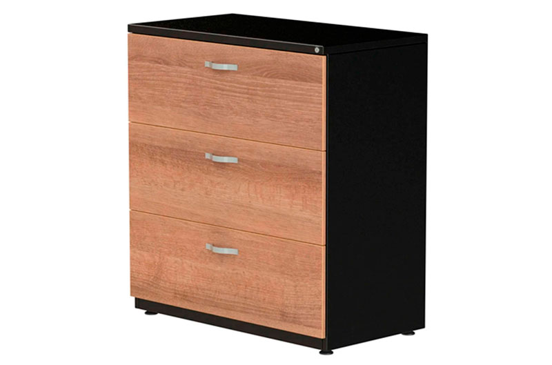 Archivador cajonera con estructura metálica y cajones parte frontal en melamina